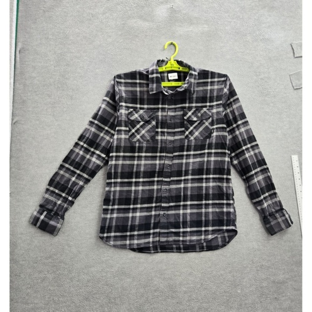 Vans‎ Men Button Up Shirt LARGE Black Plaid Flannel Long Sleeve Work Skater